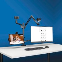 hama Monitor-Halterung 00004663 schwarz für 2 Monitore, Tischklemme