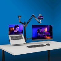 hama Monitor-Halterung 00004663 schwarz für 2 Monitore, Tischklemme