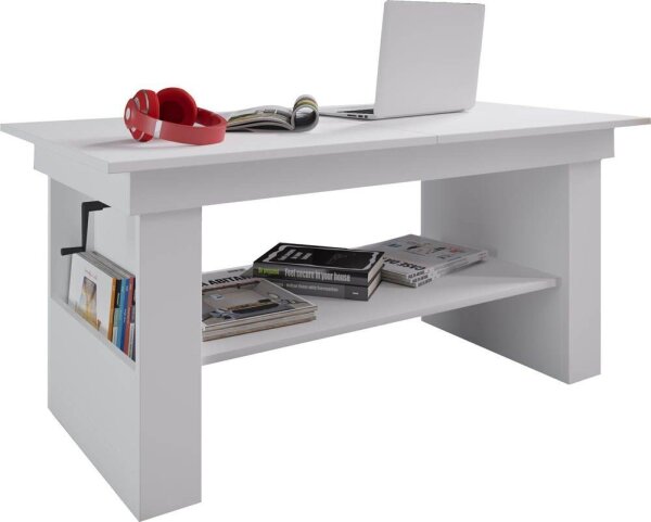VCM my home Kobila Couchtisch rechteckig Spanplatte weiß 157,0 x 65,0 x 52,5 - 59,0 cm, 1 St.