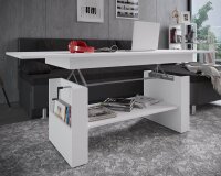 VCM my home Kobila Couchtisch rechteckig Spanplatte weiß 157,0 x 65,0 x 52,5 - 59,0 cm, 1 St.