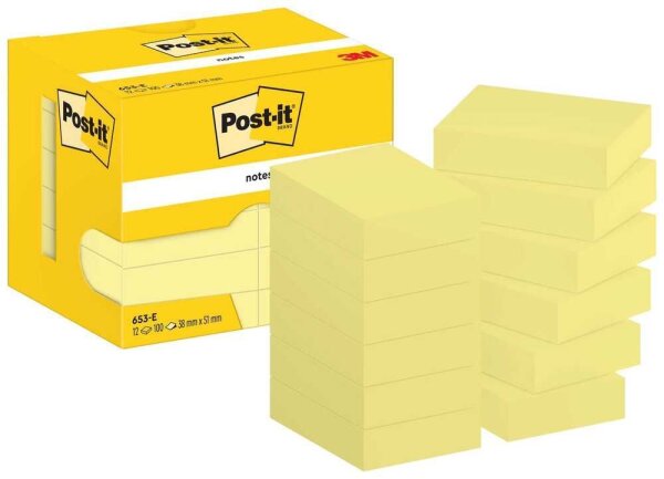 Post-it® Haftnotizen 653 gelb, 12 Blöcke