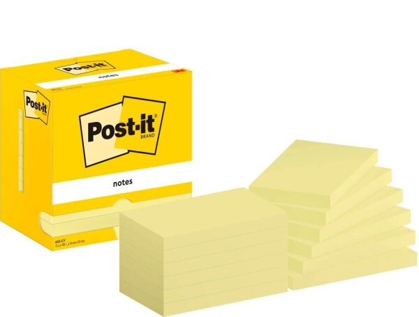 Post-it® Haftnotizen 655-CY gelb, 12 Blöcke