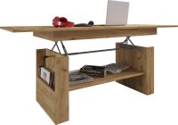 VCM my home Kobila Couchtisch rechteckig Spanplatte eiche 157,0 x 65,0 x 52,5 - 59,0 cm, 1 St.