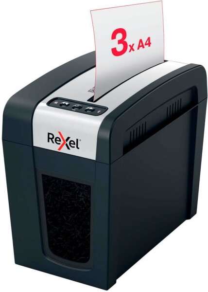 Rexel Secure MC3-SL Slim Aktenvernichter mit Partikelschnitt P-5, 2 x 15 mm, bis 3 Blatt, schwarz