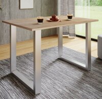 VCM my home Esstisch Xona sonoma-eiche quadratisch, U-Fuß silber, 80,0 x 80,0 x 76,0 cm