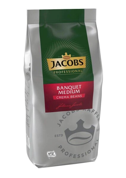 JACOBS BANQUET MEDIUM Crema Kaffeebohnen, Arabica- und Robustabohnen kräftig, 1,