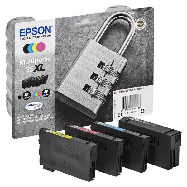 EPSON 35XL / T3596XL (Vorhängeschloss) schwarz, cyan, magenta, gelb Druckerpatronen, 4er-Set