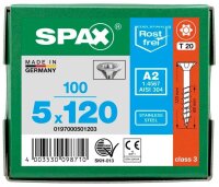 SPAX® Universalschrauben T20 Senkkopf Edelstahl A2 0197000501203 5 mm x 120 mm, 100 St.