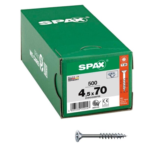 SPAX® Universalschrauben T20 Senkkopf WIROX 0191010450705 4,5 mm x 70 mm, 500 St.