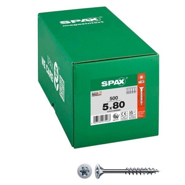 SPAX® Universalschrauben T20 Senkkopf WIROX 0191010500805 5 mm x 80 mm, 200 St.