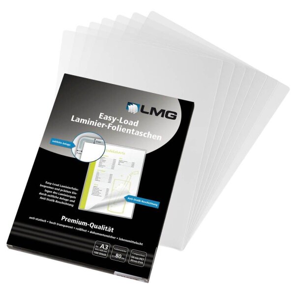 LMG Laminierfolien Easy Load glänzend für A3 80 micron, 100 St.