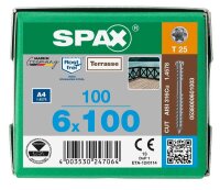 SPAX® Terrassenschrauben T25 Zylinderkopf Edelstahl A2 0538000601003 5 mm x 100 mm, 100 St.