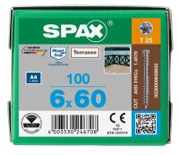 SPAX® Terrassenschrauben T25 Zylinderkopf Edelstahl A2 0538000600603 6 mm x 60 mm, 100 St.