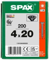 SPAX® Universalschrauben T20 Senkkopf BLAX 1191040400203 4 mm x 20 mm, 200 St.