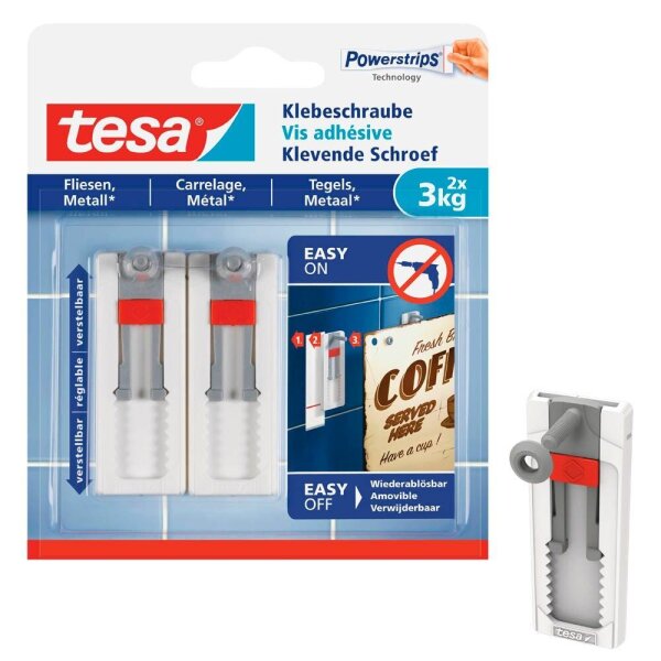 tesa Klebeschraube für max. 3,0 kg, 2,4 x 6,4 cm, 2 St.