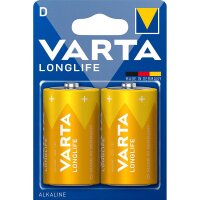 2 VARTA Batterien LONGLIFE Mono D 1,5 V