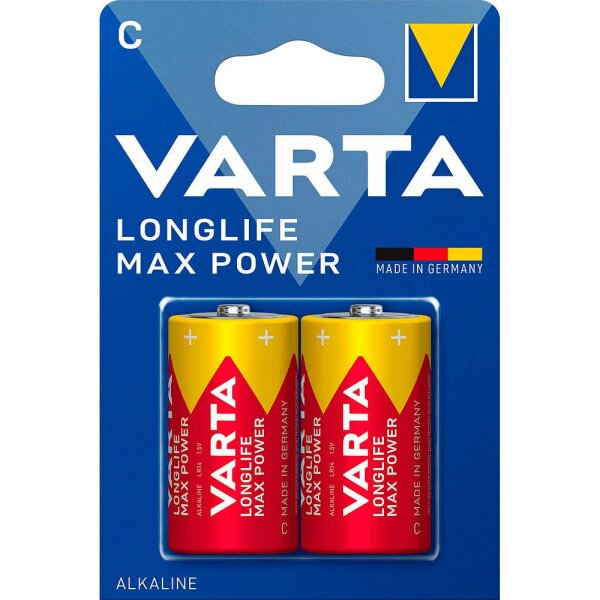 2 VARTA Batterien LONGLIFE Max Power Baby C 1,5 V