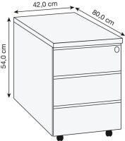 Kerkmann Rollcontainer lichtgrau 3 Auszüge 42,0 x...