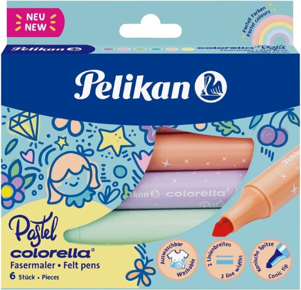 Pelikan Colorella Pastell 411 Filzstifte farbsortiert, 6 St.