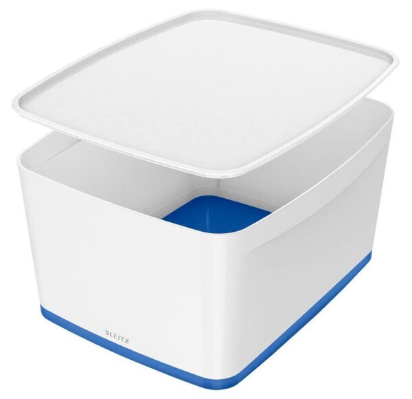 LEITZ MyBox Aufbewahrungsbox 18,0 l perlweiß/blau 38,5 x 31,8 x 19,8 cm, 1 St.