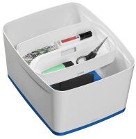 LEITZ MyBox Aufbewahrungsbox 18,0 l perlweiß/blau 38,5 x 31,8 x 19,8 cm, 1 St.