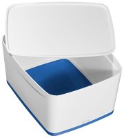 LEITZ MyBox Aufbewahrungsbox 18,0 l perlweiß/blau 38,5 x 31,8 x 19,8 cm, 1 St.