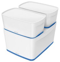 LEITZ MyBox Aufbewahrungsbox 18,0 l perlweiß/blau 38,5 x 31,8 x 19,8 cm, 1 St.