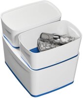 LEITZ MyBox Aufbewahrungsbox 18,0 l perlweiß/blau 38,5 x 31,8 x 19,8 cm, 1 St.