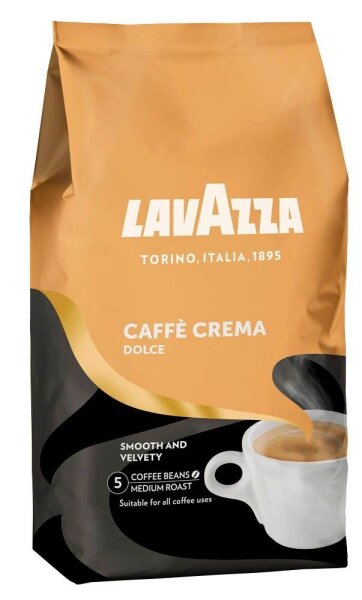 LAVAZZA CAFFÈ CREMA DOLCE Kaffeebohnen, Arabica- und Robustabohnen mild, 1 kg