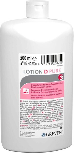 GREVEN® LOTION D PURE Hautcreme 500,0 ml