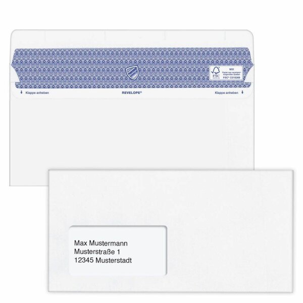 MAILmedia Briefumschläge Revelope® Professional DIN lang+ mit Fenster offset weiß selbstklebend 500 St.