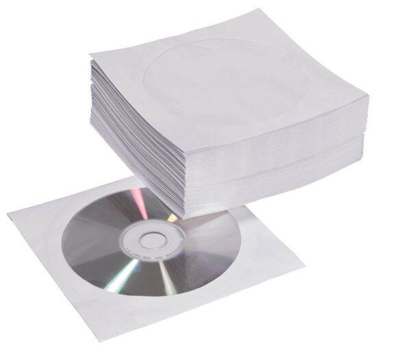 MediaRange 1er CD-/DVD-Hüllen Papiertaschen weiß, 50 St.