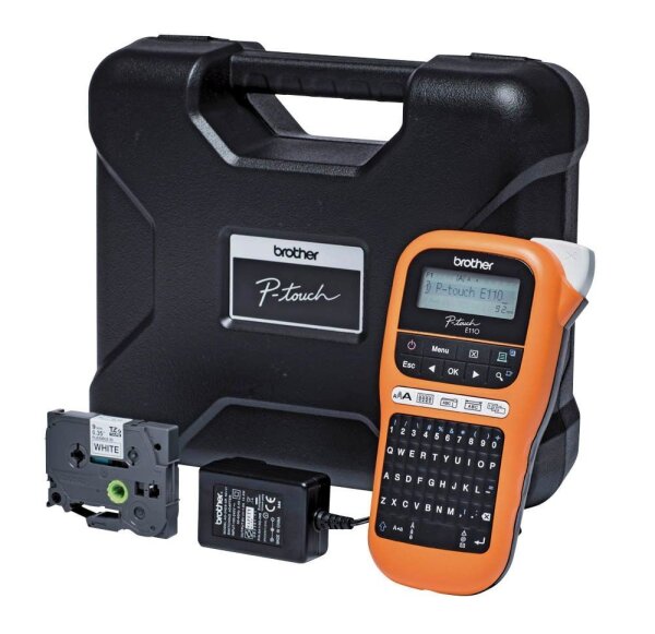 brother P-touch E110VP Beschriftungsgerät schwarz, orange