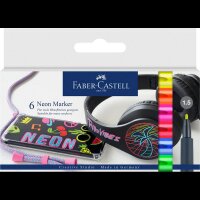 FABER-CASTELL Neon Permanentmarker farbsortiert 1,5 mm, 6...