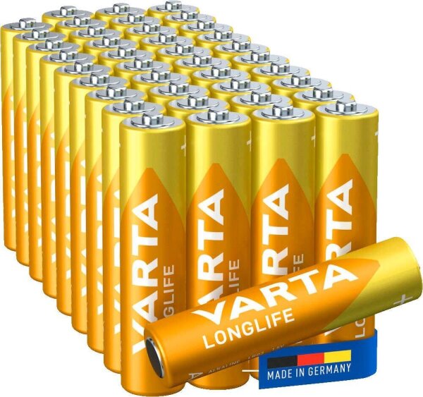 VARTA Batterien LONGLIFE Alkali-Mangan Micro AAA 1,5 V, 40 St.