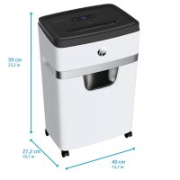 HP OneShred 18CC Aktenvernichter mit Partikelschnitt P-4, 4 x 35 mm, bis 18 Blatt, weiß