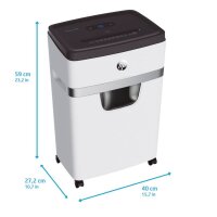 HP OneShred 12MC Aktenvernichter mit Partikelschnitt P-5, 2 x 15 mm, bis 12 Blatt, weiß