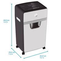 HP OneShred 16MC Aktenvernichter mit Partikelschnitt P-5, 2 x 15 mm, bis 16 Blatt, weiß