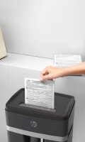 HP Pro Shredder 12MC Aktenvernichter mit Partikelschnitt P-5, 2 x 15 mm, bis 12 Blatt, schwarz