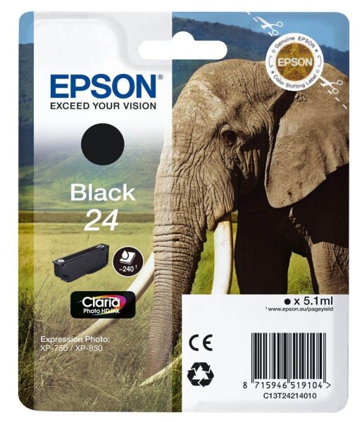 EPSON 24 / T2421 (Elefant) Foto schwarz Druckerpatrone