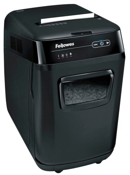 Fellowes AutoMax 200C Aktenvernichter mit Partikelschnitt P-4, 4 x 38 mm, bis 200 Blatt, schwarz