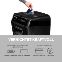Fellowes AutoMax 200C Aktenvernichter mit Partikelschnitt P-4, 4 x 38 mm, bis 200 Blatt, schwarz