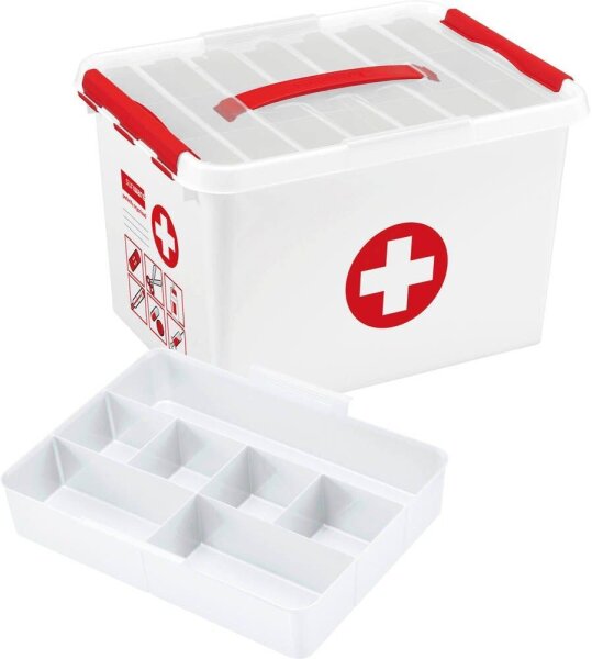 sunware the q-line Erste-Hilfe-Box 22,0 l weiß/rot 40,0 x 30,0 x 26,0 cm, 1 St.
