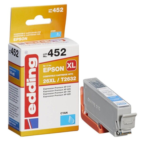 edding EDD-452  cyan Druckerpatrone kompatibel zu EPSON T2632 EPSON T2632