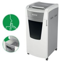 LEITZ IQ Autofeed Office Pro 600 Aktenvernichter mit Partikelschnitt P-5, 2 x 15 mm, bis 600 Blatt, weiß
