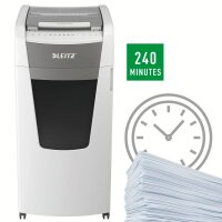 LEITZ IQ Autofeed Office Pro 600 Aktenvernichter mit Partikelschnitt P-5, 2 x 15 mm, bis 600 Blatt, weiß