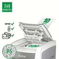 LEITZ IQ Autofeed Office Pro 600 Aktenvernichter mit Partikelschnitt P-5, 2 x 15 mm, bis 600 Blatt, weiß
