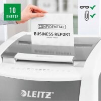 LEITZ IQ Autofeed Office Pro 600 Aktenvernichter mit Partikelschnitt P-5, 2 x 15 mm, bis 600 Blatt, weiß