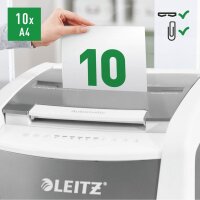 LEITZ IQ Autofeed Office Pro 600 Aktenvernichter mit Partikelschnitt P-5, 2 x 15 mm, bis 600 Blatt, weiß