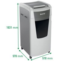 LEITZ IQ Autofeed Office Pro 600 Aktenvernichter mit Partikelschnitt P-5, 2 x 15 mm, bis 600 Blatt, weiß